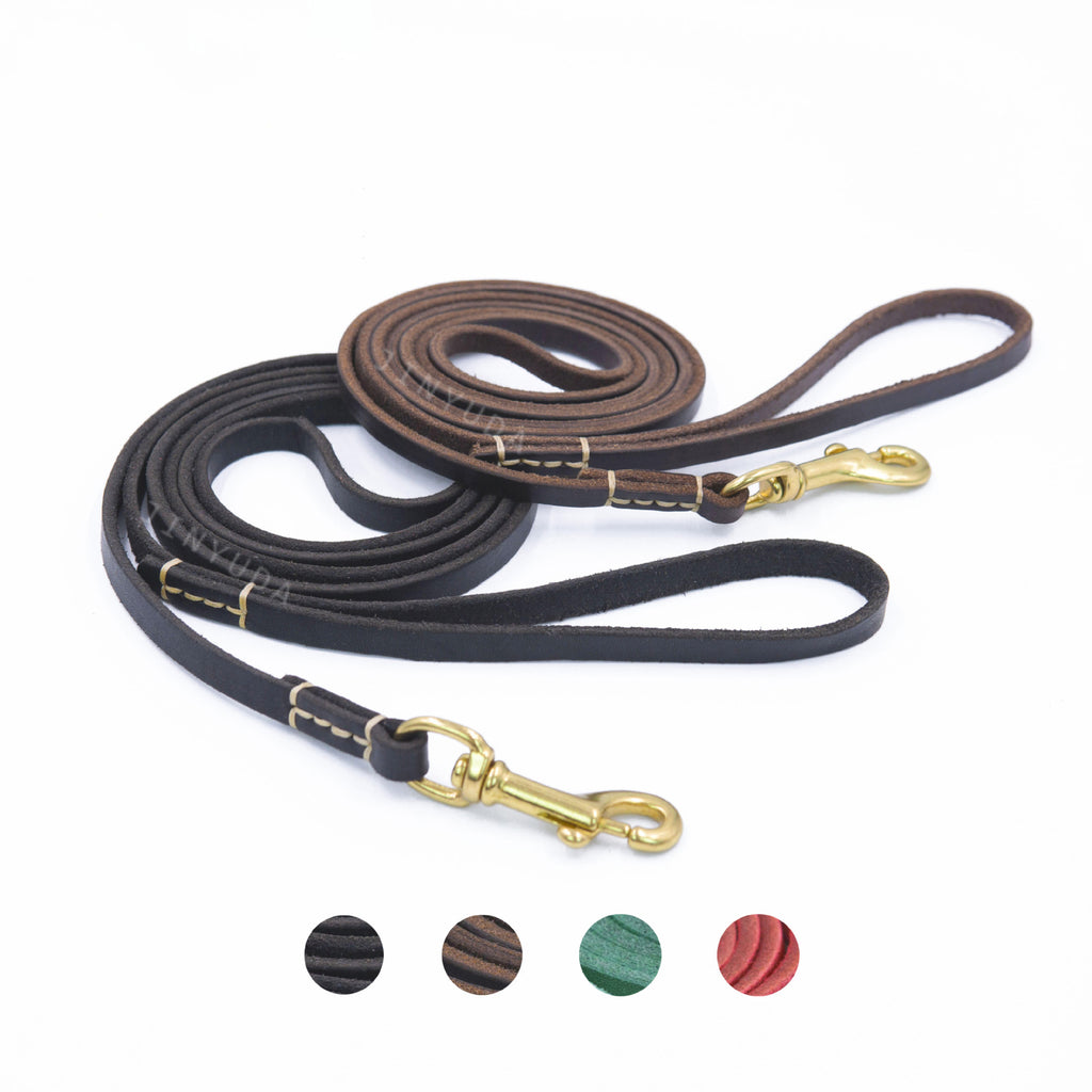 Genuine Top‑Grain Leather Dog Leash