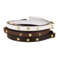 Genuine Leather Dog Leash with Gold Star Studs Luxury Soft Leather Puppy Walking Lead Pet Leash for Small Medium large Dogs