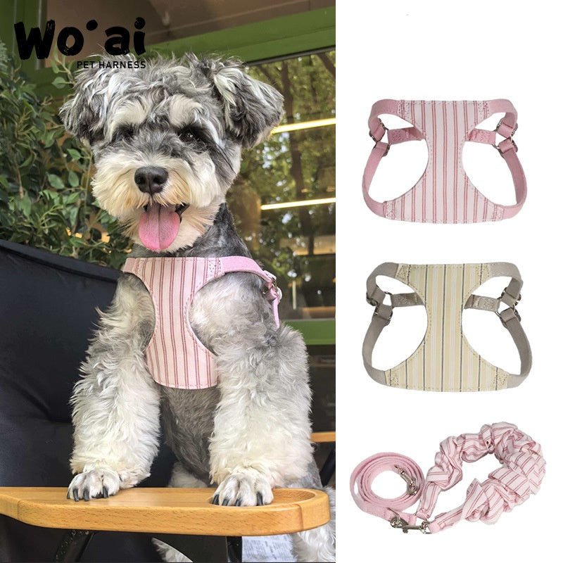 Cute cotton Striped Dog Harness and Leash Set Soft Breathable Pet Walking Vest Harness with leash No Pull Puppy Chest harness