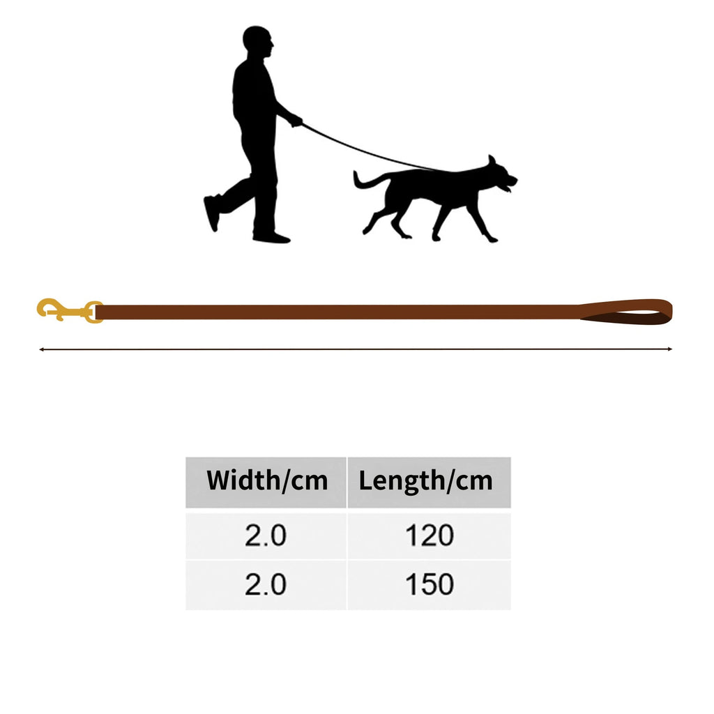 Genuine Spliced‑Leather Dog Leash 1.5m (5ft) Heavy‑Duty Leather dog Walking Leash with Solid Brass Hardware full grain dog leash
