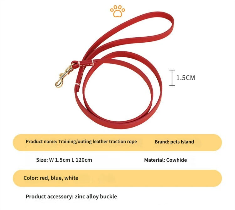 classic Genuine Leather Dog Leash Heavy Duty Soft Real Leather Puppy walking Leash for Small Medium Large Dogs