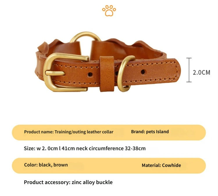 Vintage handmade Braided Genuine Leather Dog Collar Heavy Duty Anti-Pull Walking Pet Collar Premium Real Leather Collar