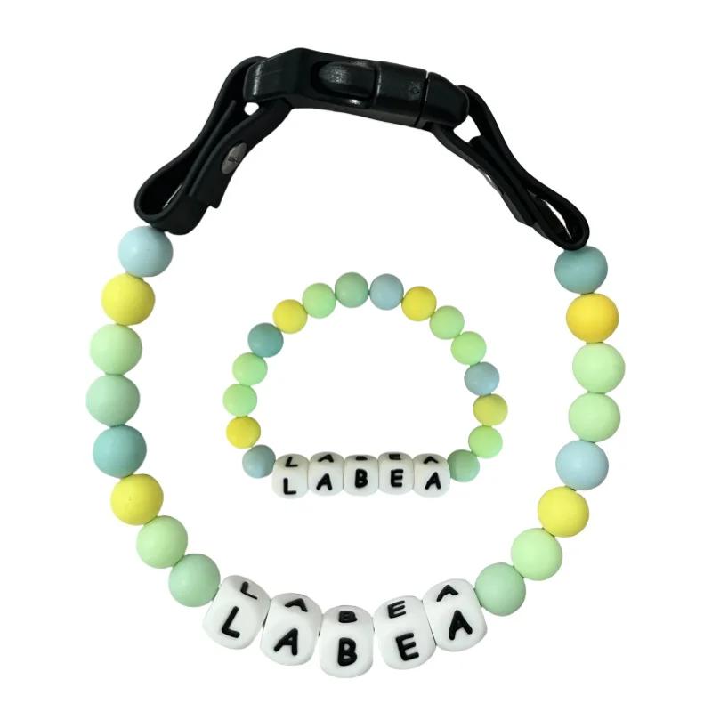 pet Beaded Name collar with friendship bracelet set Custom dog Collar with Beads DIY Name Dog necklace dog Pearl Beaded Collar