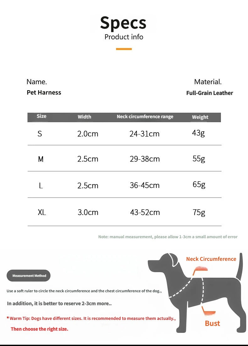 Double Layer Genuine Leather Dog Collar Adjustable Anti-Pull Dog Collar Heavy Duty Leather Pet Collar for Medium Large Dogs
