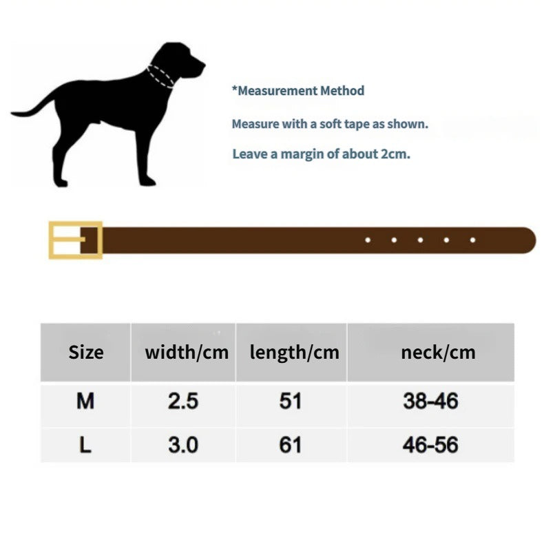 Genuine Full Grain Leather Dog Collar with Traffic Handle Adjustable Heavy Duty Training Collar for Medium Large Dogs