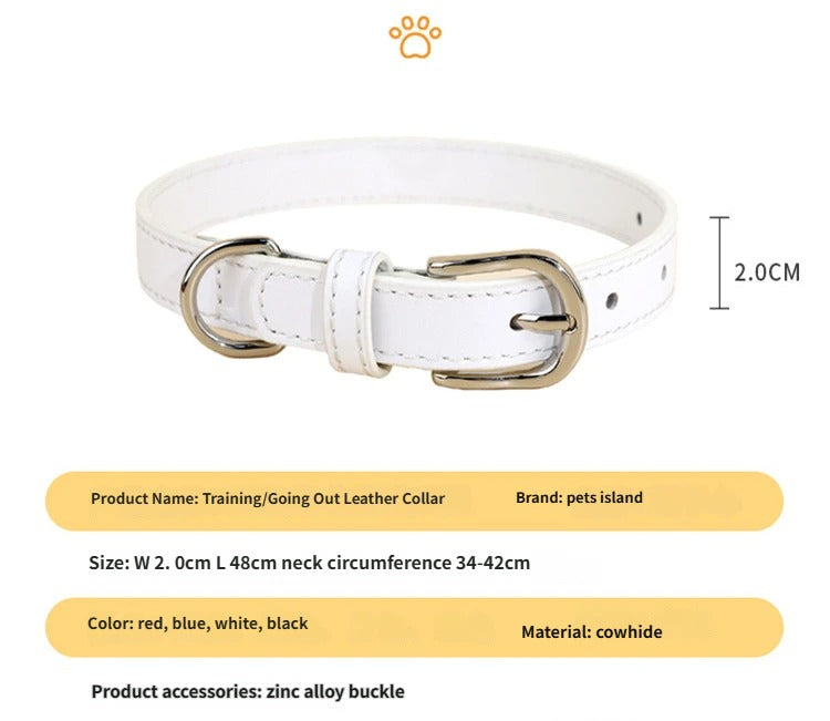 Genuine Cowhide Leather Dog Collar Adjustable Walking Collar for small to Medium Dogs no-pull heavy duty pet collar