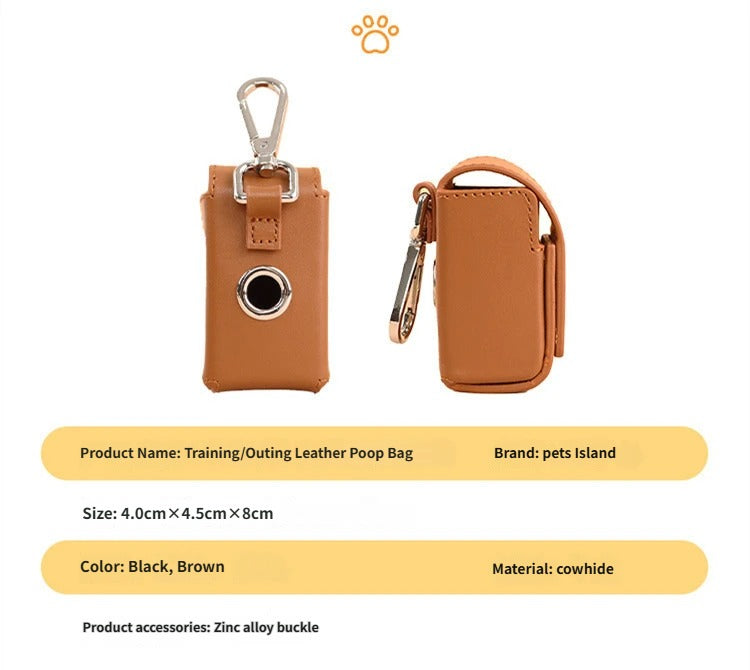 enuine Leather Dog Poop Bag Holder Premium Luxury Pet Waste Bag Dispenser Leather Puppy Poop Bag Carrier for Dog Collar Leash