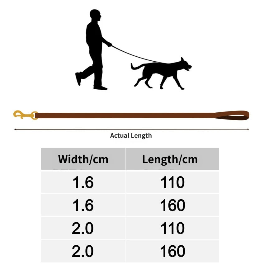 classic Genuine Leather Dog Leash Heavy Duty Soft Real Leather Puppy walking Leash for Small Medium Large Dogs