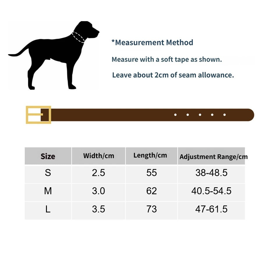 Genuine Leather Dog Collar with Solid Brass Buckle Classic Heavy Duty Anti Pull dog Walking Collar adjustable Pet Collar for Daily Dog Walking Training