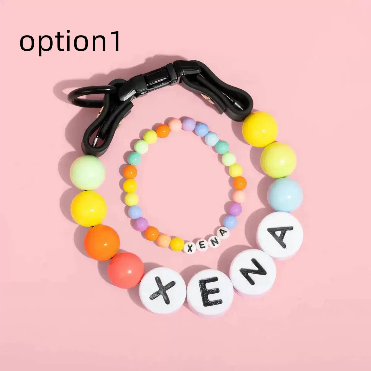 pet Beaded Name collar with friendship bracelet set Custom dog Collar with Beads DIY Name Dog Necklace dog Pearl Beaded Collar