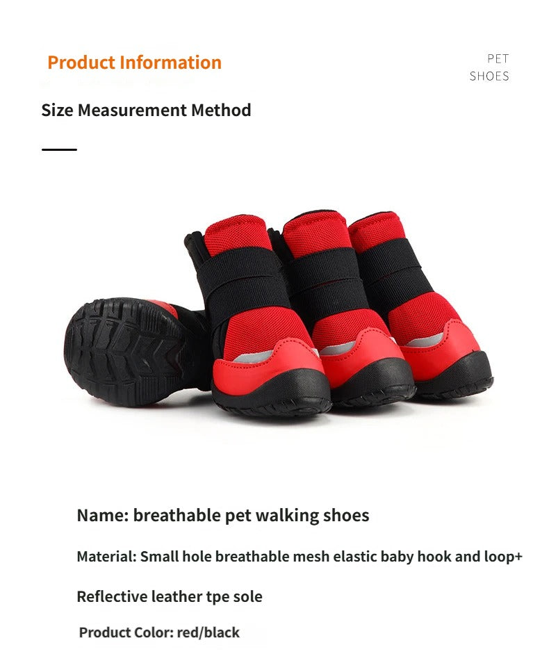 Breathable Non-Slip Dog Boots Dog Shoes with Adjustable Straps & Reflective Strip Outdoor Walking Hiking Paw Protectors