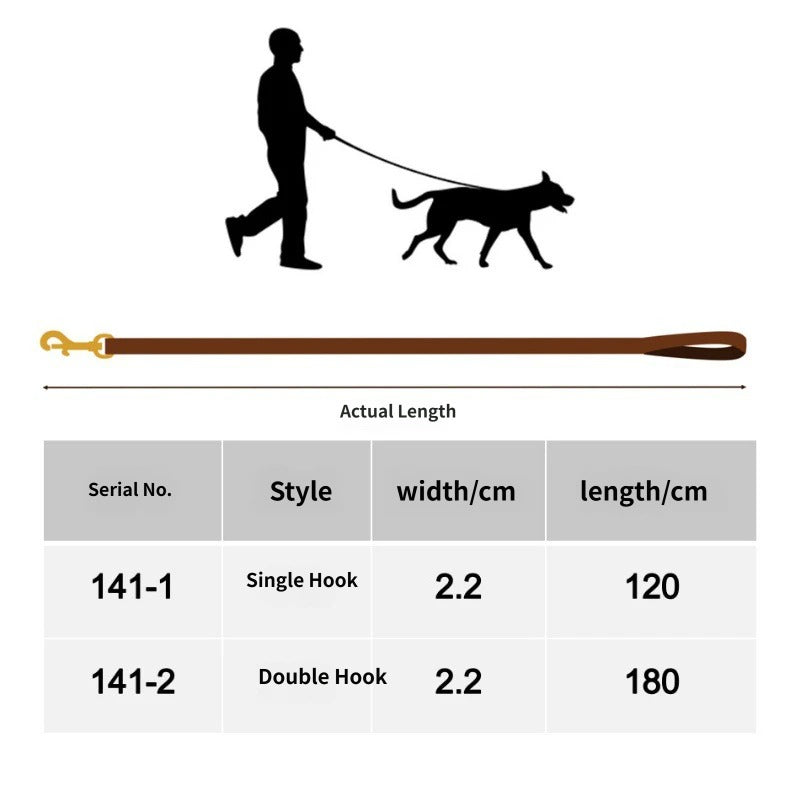 Frosted Genuine Leather Dog Collar and Leash Two-Tone Contrast Design Dog Leash with Dual Hooks dog walking collar and leash