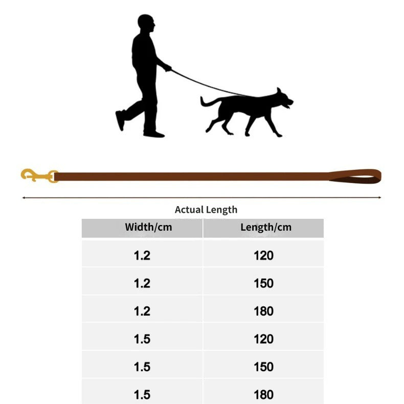Genuine Leather Slip Lead Dog Training P Leash Anti Pull Close Control Walking Dog Lead Durable Real Leather Slip Collar Combined Dog Leash for Small Medium Large Dogs