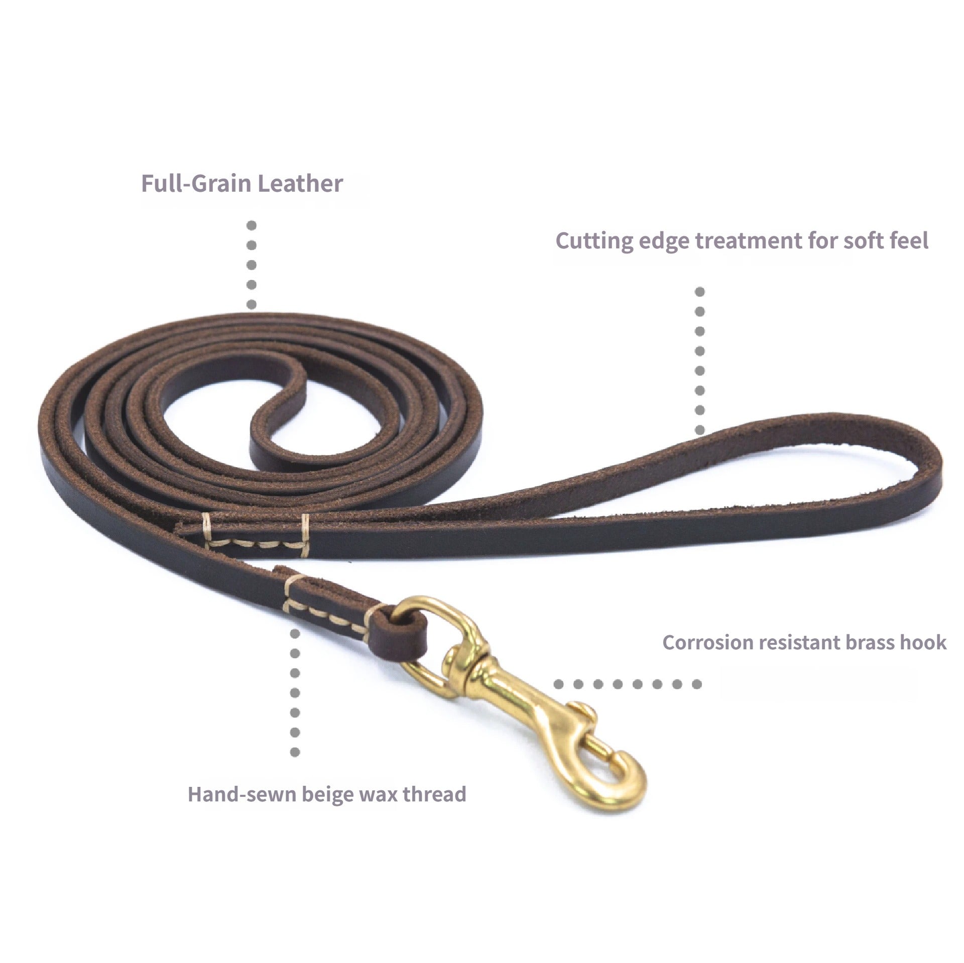 Genuine Top‑Grain Leather Dog Leash