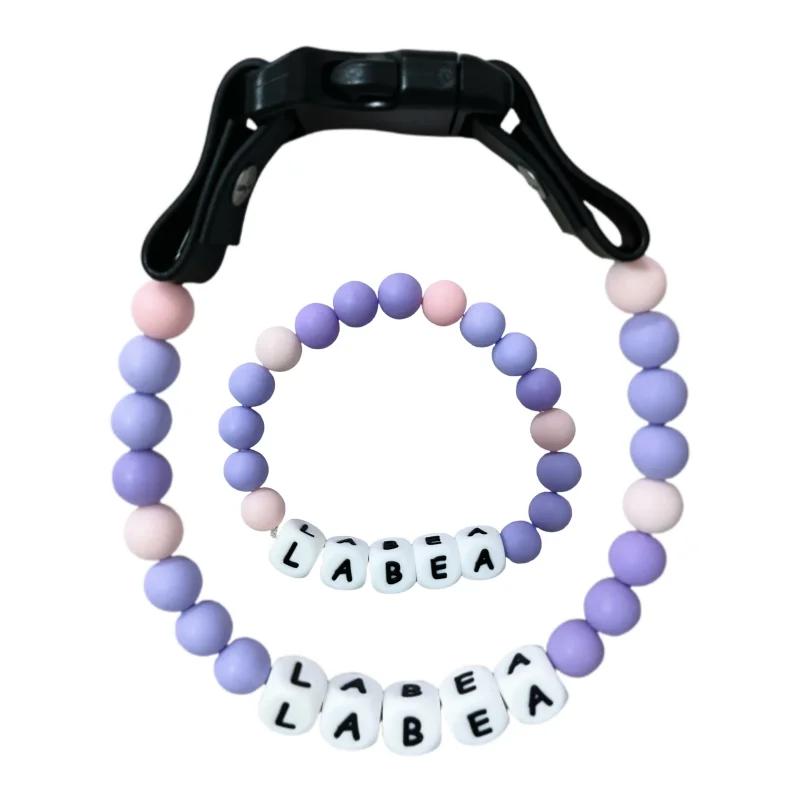 pet Beaded Name collar with friendship bracelet set Custom dog Collar with Beads DIY Name Dog necklace dog Pearl Beaded Collar