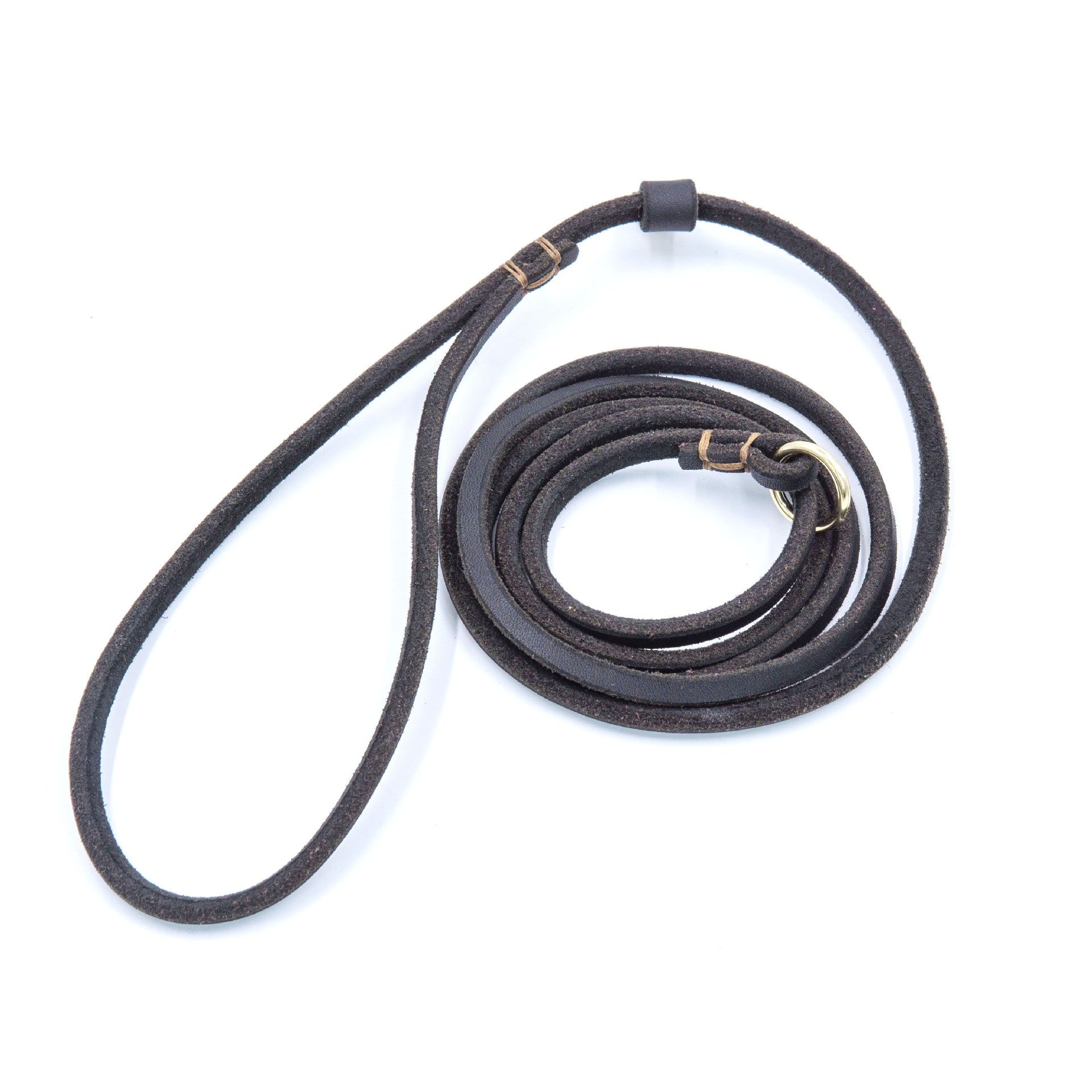 Genuine Leather Slip Lead Dog Leash Handmade Cowhide Training Dog Lead Adjustable Anti‑Pull Puppy Walking Control Leash for Small Medium Dogs