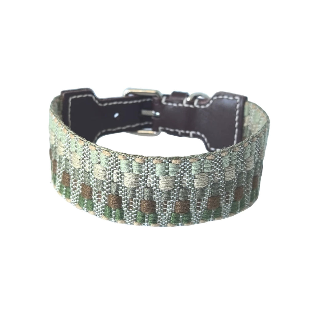 Bohemian Hand Woven Dog Collar 3.8CM Wide Genuine Leather dog collar Soft Cotton Webbing Heavy Duty Pet Walking Leash For Small Medium Large Dogs