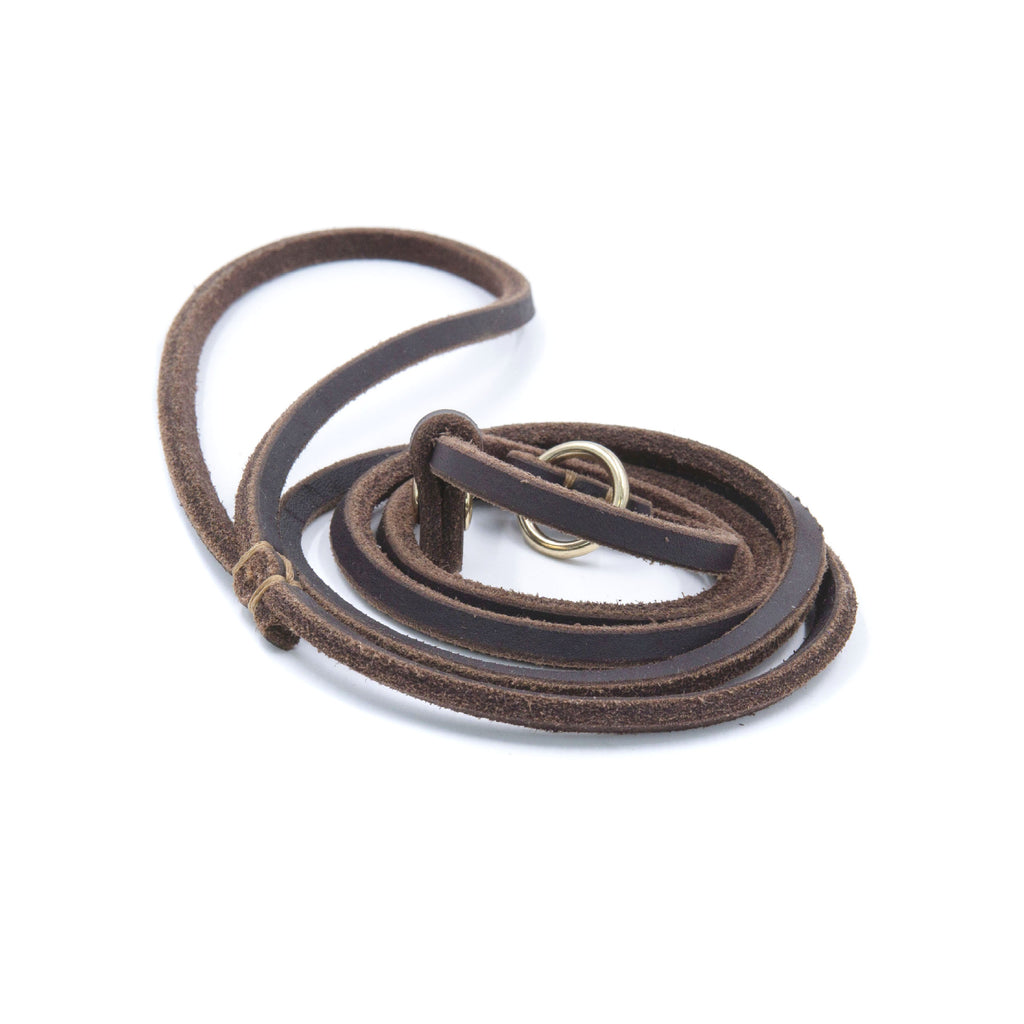 Genuine Leather Slip Lead Dog Leash Handmade Cowhide Training Dog Lead Adjustable Anti‑Pull Puppy Walking Control Leash for Small Medium Dogs