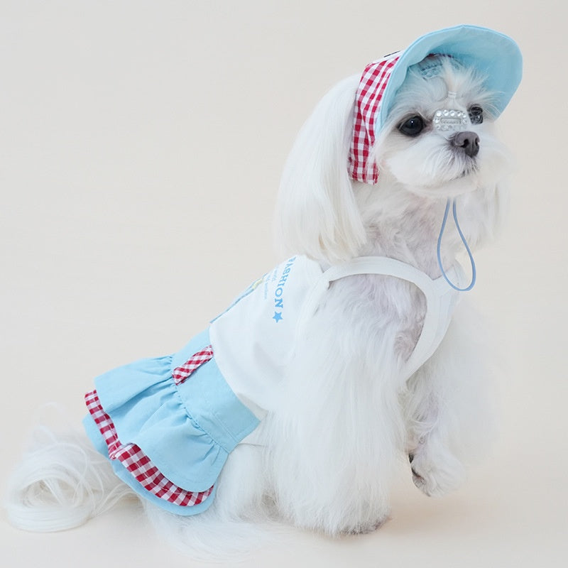 Dog cotton Princess Skirt Clothes Breathable Sleeveless Puppy Suspender dress Layered Ruffle Tutu Dress for Chihuahua Maltese