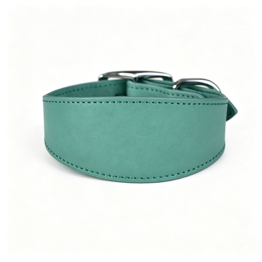 full‑Grain Genuine Leather Dog Collar Wide 4cm 5cm 6cm Adjustable Tapered Collar for Greyhound Whippet Sighthound Long Neck Dogs