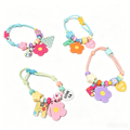 Custom Beaded name Pet Necklace Personalized letter and Daisy Flower Charm Adjustable Bead Collar for Small Dogs Cats