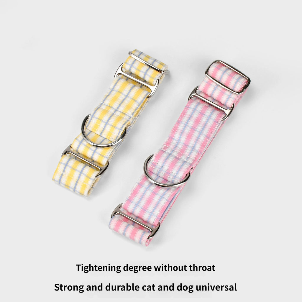 4cm wide Gingham Plaid Martingale Dog Collar No Pull Anti-Escape Training Collar for Whippet Italian Greyhound Sighthounds