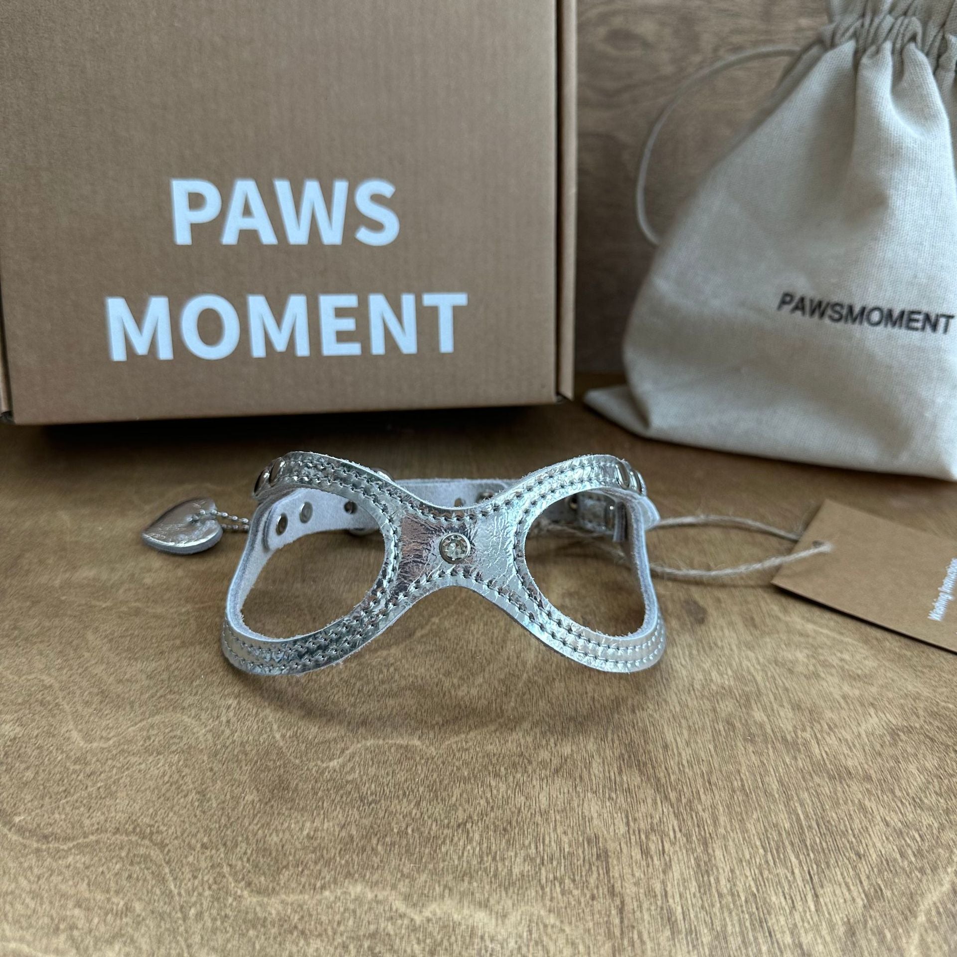 Genuine Leather Lightweight Pet Harness Cute Glasses Shaped Puppy Vest Harness with Heart Tag Adjustable Small Dog Cat Walking Harness