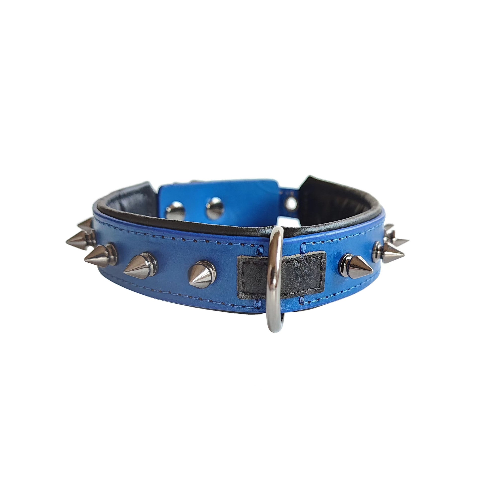 Genuine Leather Spiked Dog Collar Anti-Bite Heavy Duty Wide Dog Collar with Metal Spikes Adjustable Sturdy Leather Collar