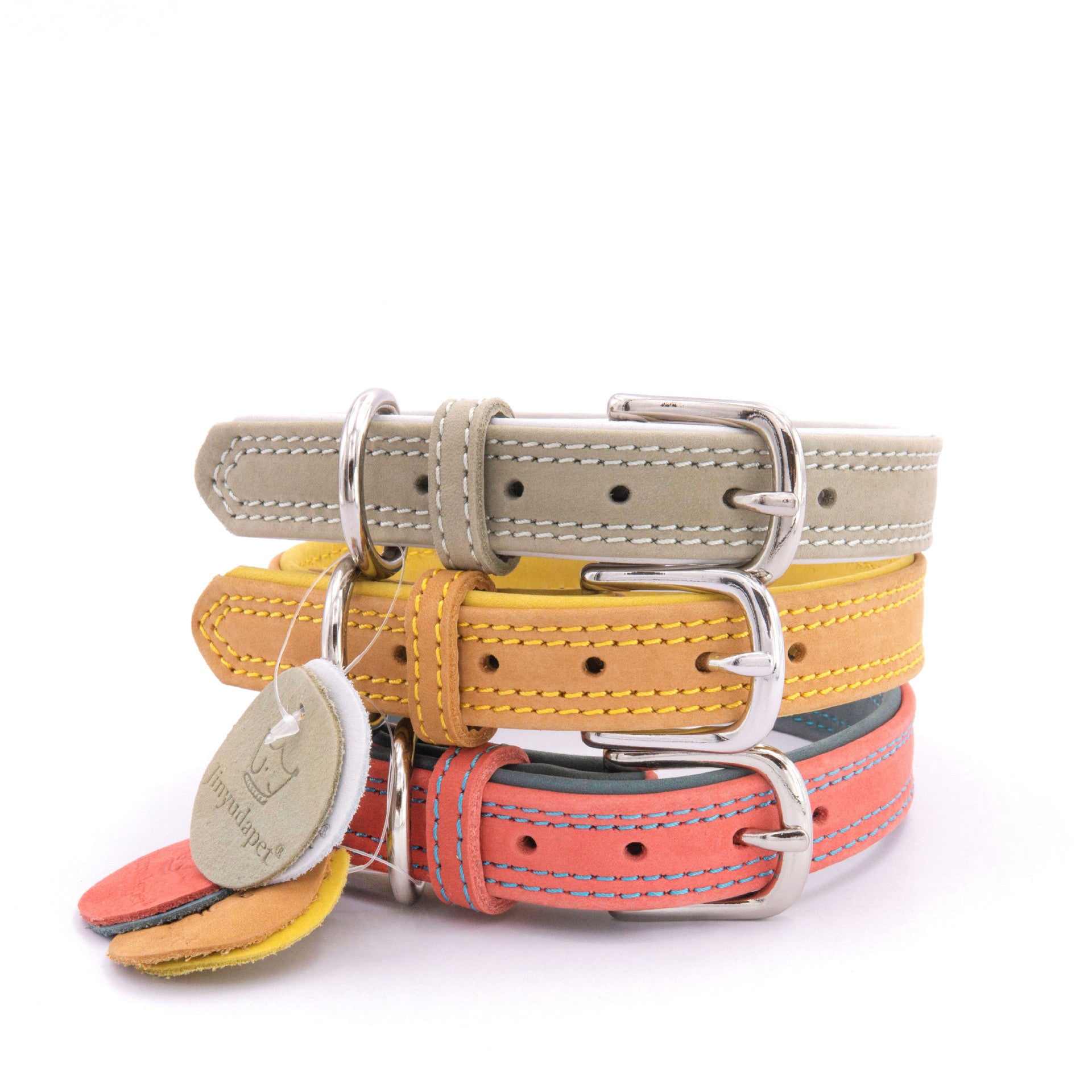Frosted Genuine Leather Dog Collar and Leash Two-Tone Contrast Design Dog Leash with Dual Hooks dog walking collar and leash