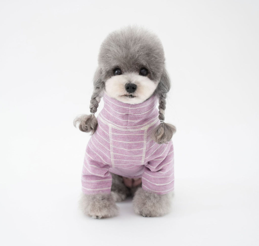 Fall Winter striped Dog Four‑Legged Jumpsuit Soft Cotton Base Layer Puppy Bodysuit pet Pajamas for Teddy Poodle Small Dogs