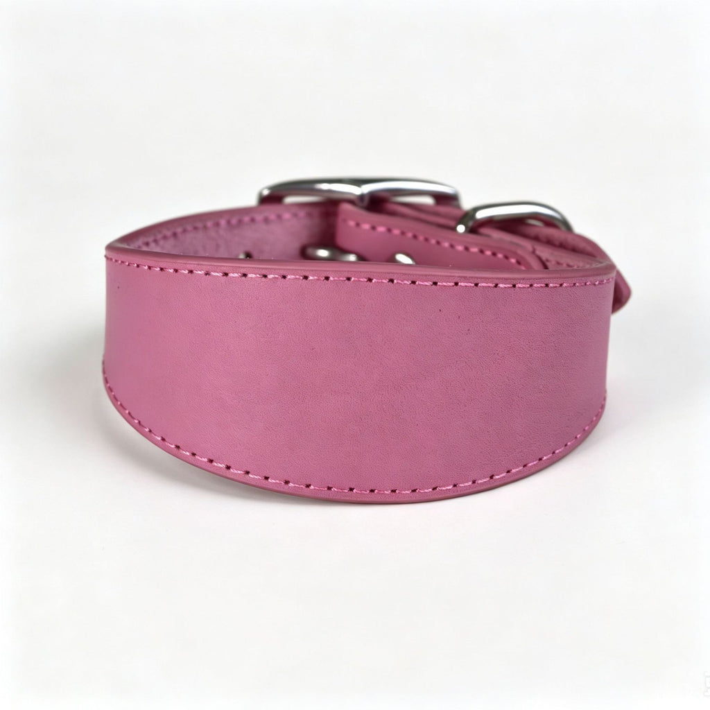 full‑Grain Genuine Leather Dog Collar Wide 4cm 5cm 6cm Adjustable Tapered Collar for Greyhound Whippet Sighthound Long Neck Dogs