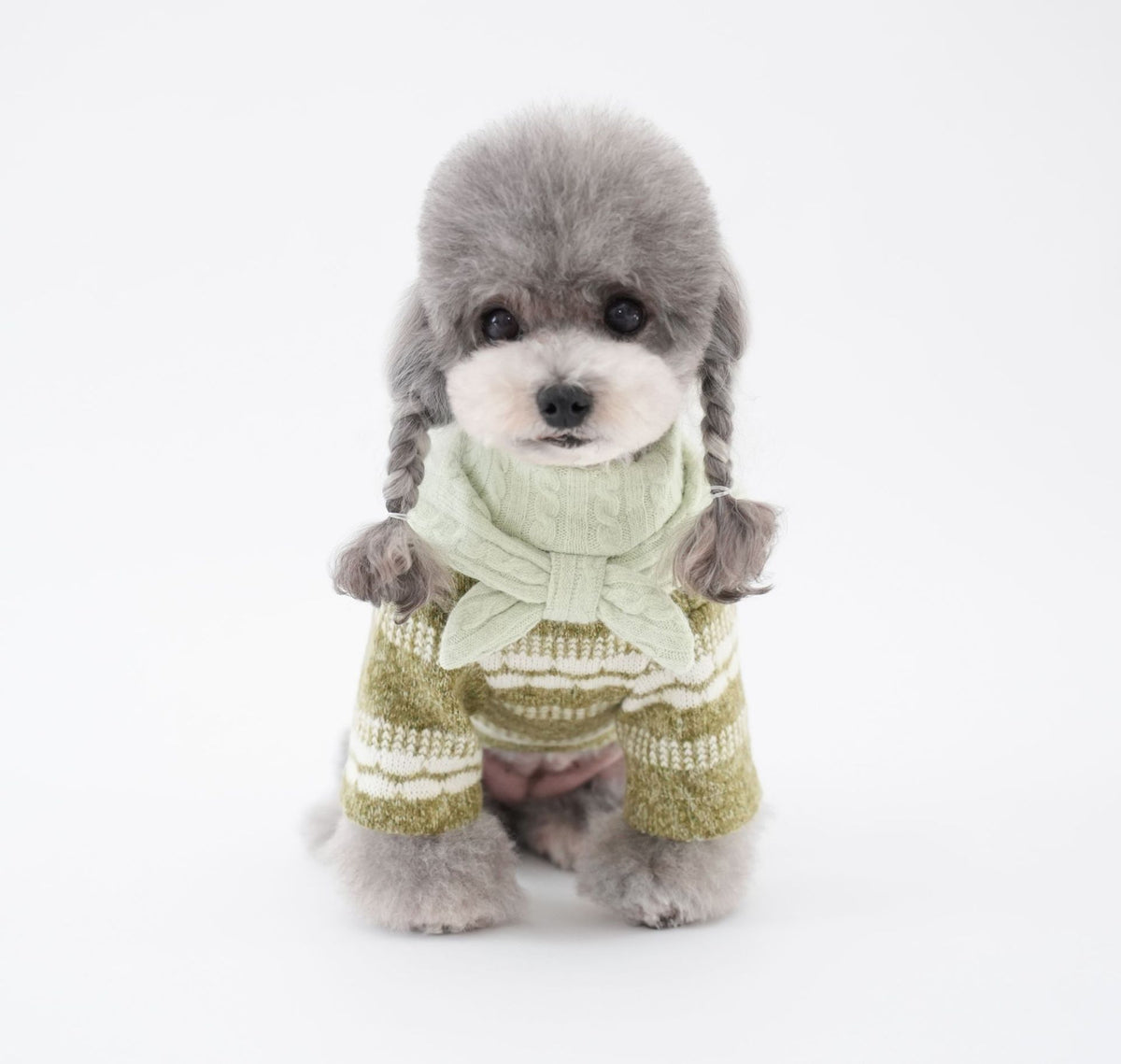 Fall Winter Dog Sweater Striped Jacquard Knit Pet Pullover Warm 2‑Legged Puppy Clothes Outfit for Teddy Schnauzer Small Dogs
