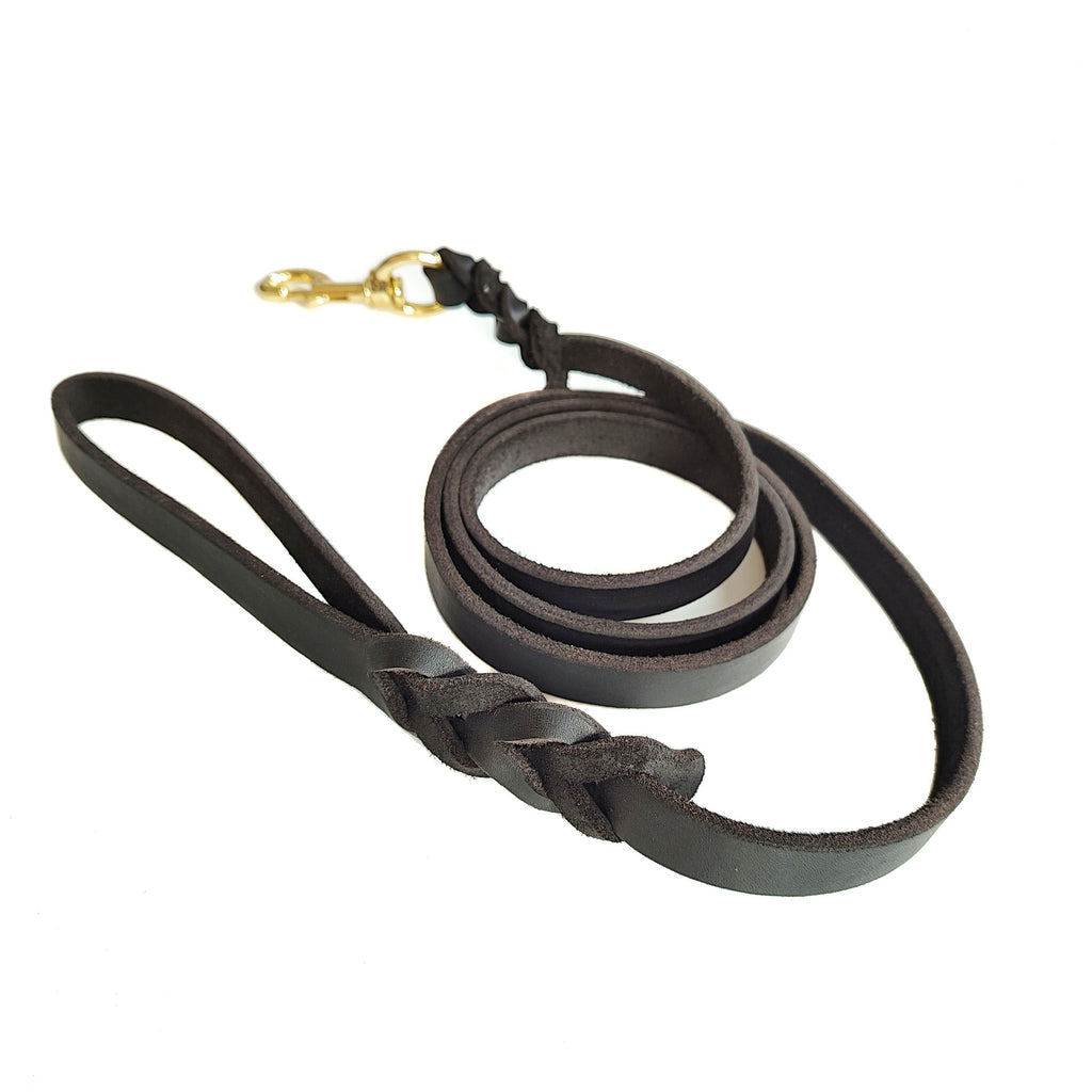 Genuine Leather Braided Dog Leash Heavy Duty Anti-Pull Walking Lead with Brass Hook Dog Training Leash for Daily Dog Walking