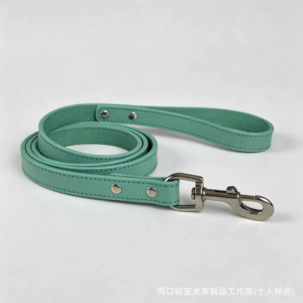 Heavy Duty Thick Leather dog walking leash Wide Genuine Leather Dog Collar Anti-Pull Dog Collar and leash for Greyhound Whippet