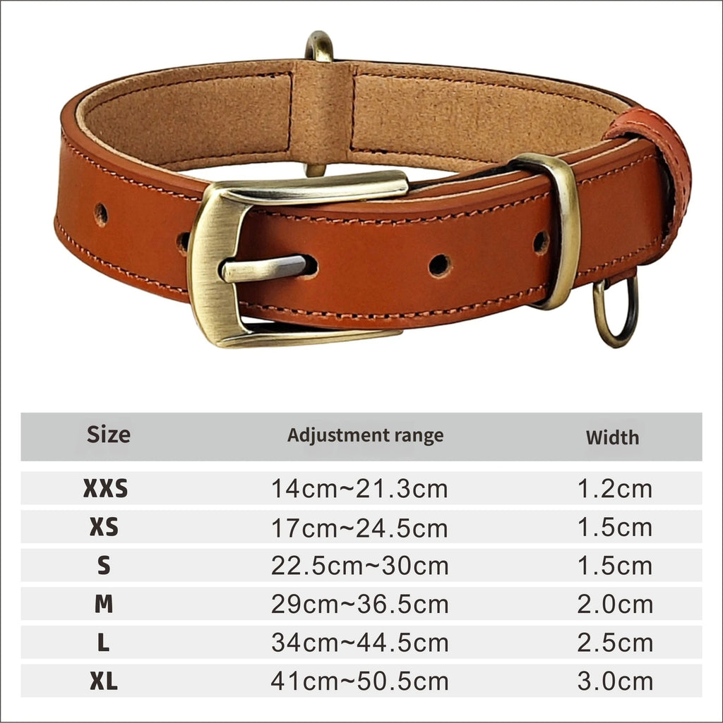 Genuine Full Grain Leather Dog Collar heavy duty Dog Collar for Small Medium Large Dogs adjustable no-pull dog walking collar