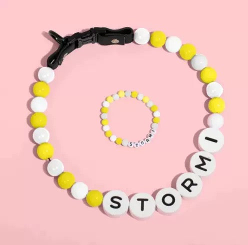 pet beaded name collar with friendship bracelet