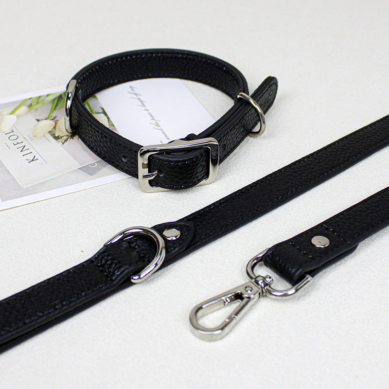 Genuine Leather Dog Collar and Leash Set Soft Real Leather Dog Collar Leash pet heavy duty Walking Leash and collar