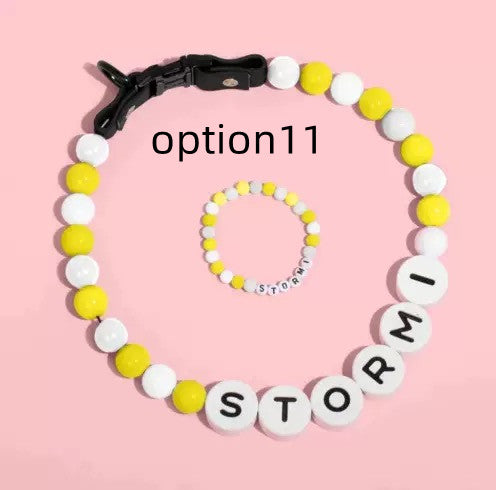 pet Beaded Name collar with friendship bracelet set Custom dog Collar with Beads DIY Name Dog Necklace dog Pearl Beaded Collar