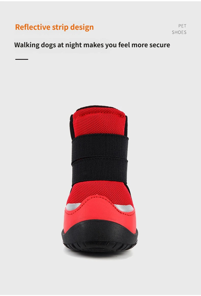 Breathable Non-Slip Dog Boots Dog Shoes with Adjustable Straps & Reflective Strip Outdoor Walking Hiking Paw Protectors