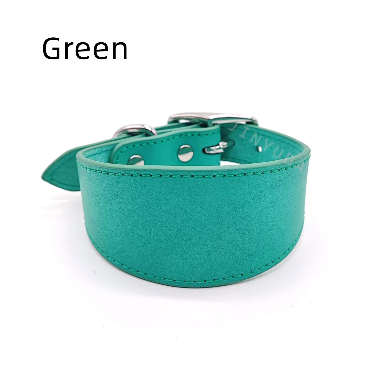 Wide Cowhide Leather Dog Collar Adjustable Heavy Duty Anti-Pull Shock Resistant Collar Soft Wide Neck Collar for Greyhound Whippet Long Neck Breeds