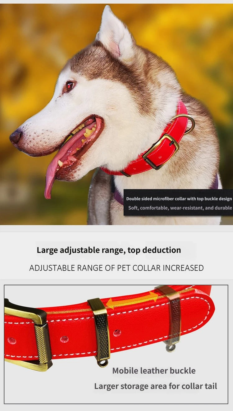 Soft Microfiber Leather Dog Collar Fully Enclosed Design to Prevent Fur Snagging Adjustable heavy duty no pull Pet Collar
