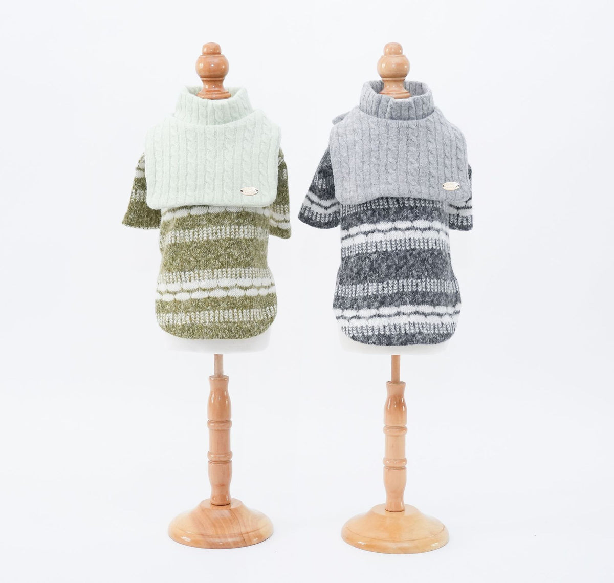 Fall Winter Dog Sweater Striped Jacquard Knit Pet Pullover Warm 2‑Legged Puppy Clothes Outfit for Teddy Schnauzer Small Dogs