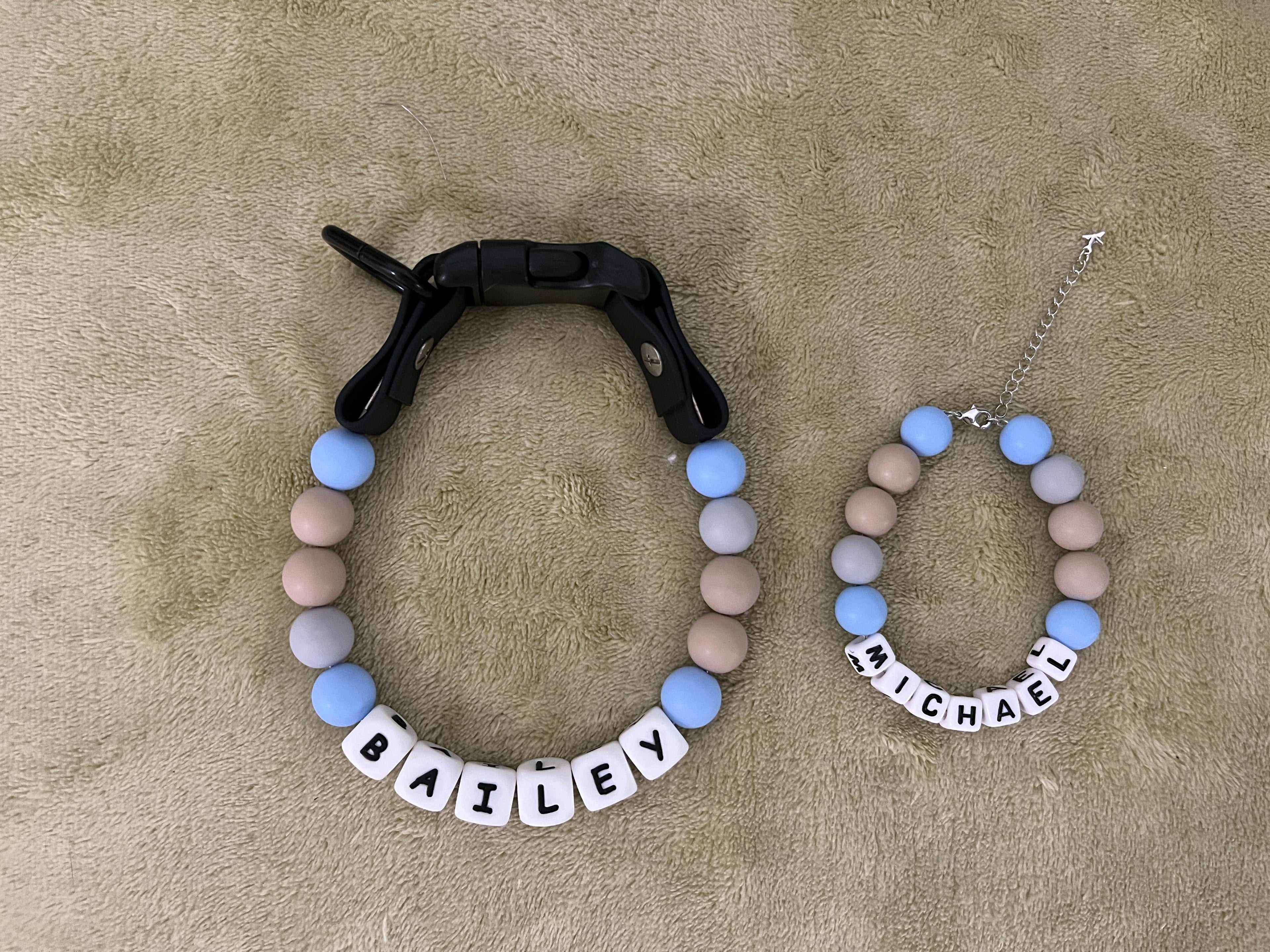 pet Beaded Name collar with friendship bracelet set Custom dog Collar with Beads DIY Name Dog necklace dog Pearl Beaded Collar
