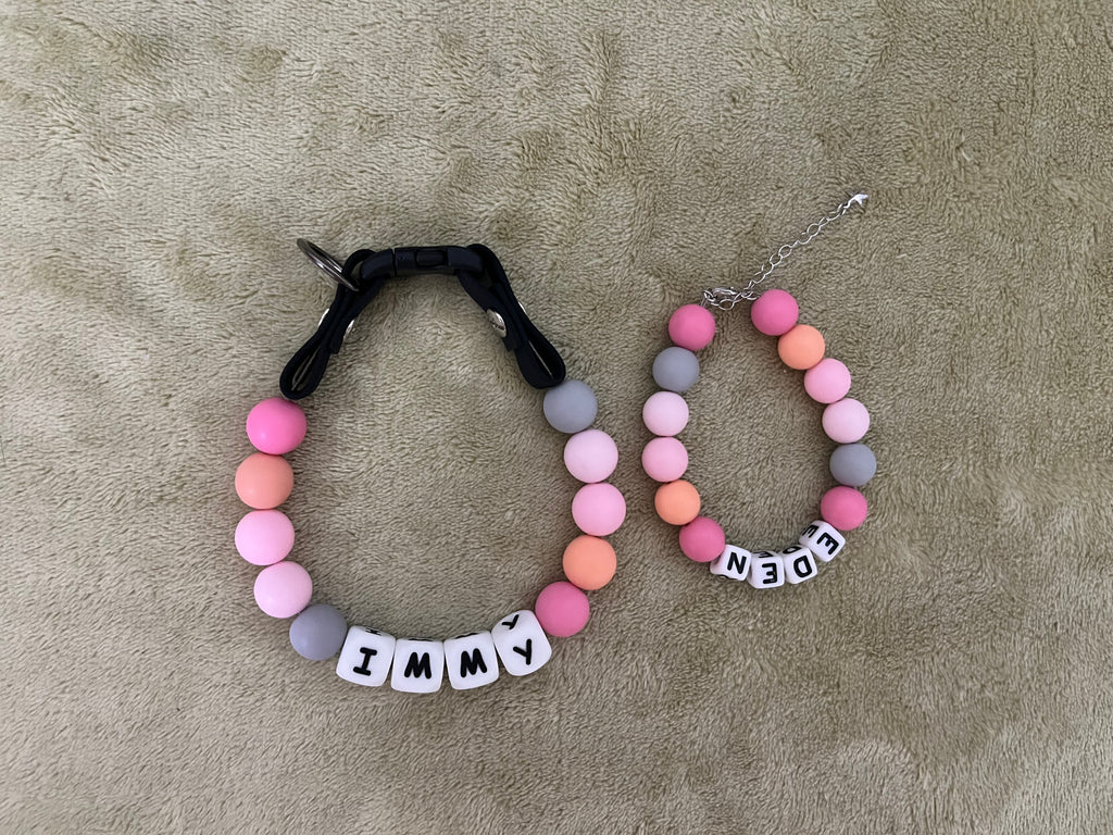 pet Beaded Name collar with friendship bracelet set Custom dog Collar with Beads DIY Name Dog necklace dog Pearl Beaded Collar