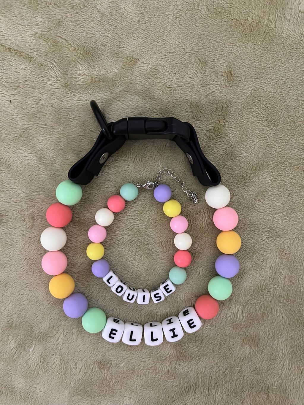 pet Beaded Name collar with friendship bracelet set Custom dog Collar with Beads DIY Name Dog necklace dog Pearl Beaded Collar