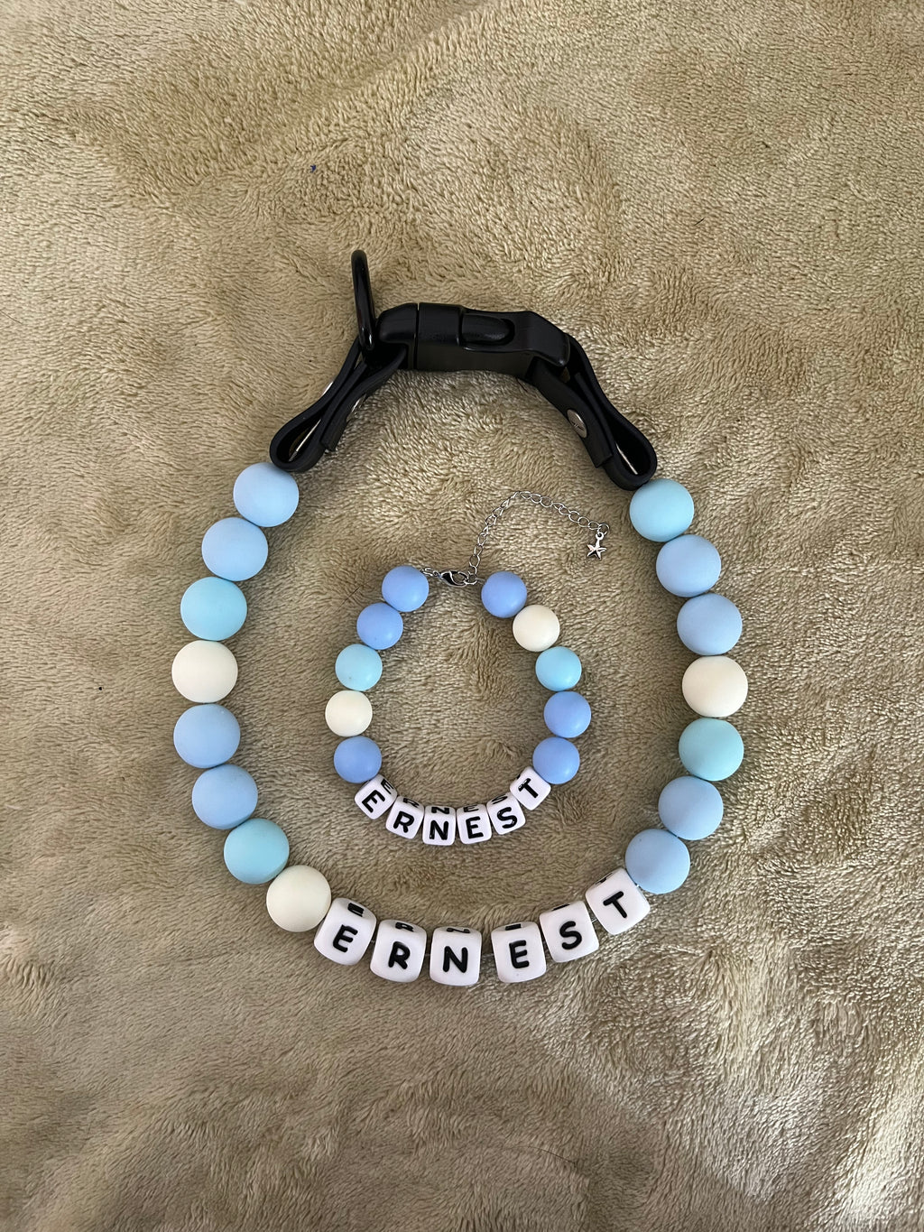 pet Beaded Name collar with friendship bracelet set Custom dog Collar with Beads DIY Name Dog necklace dog Pearl Beaded Collar