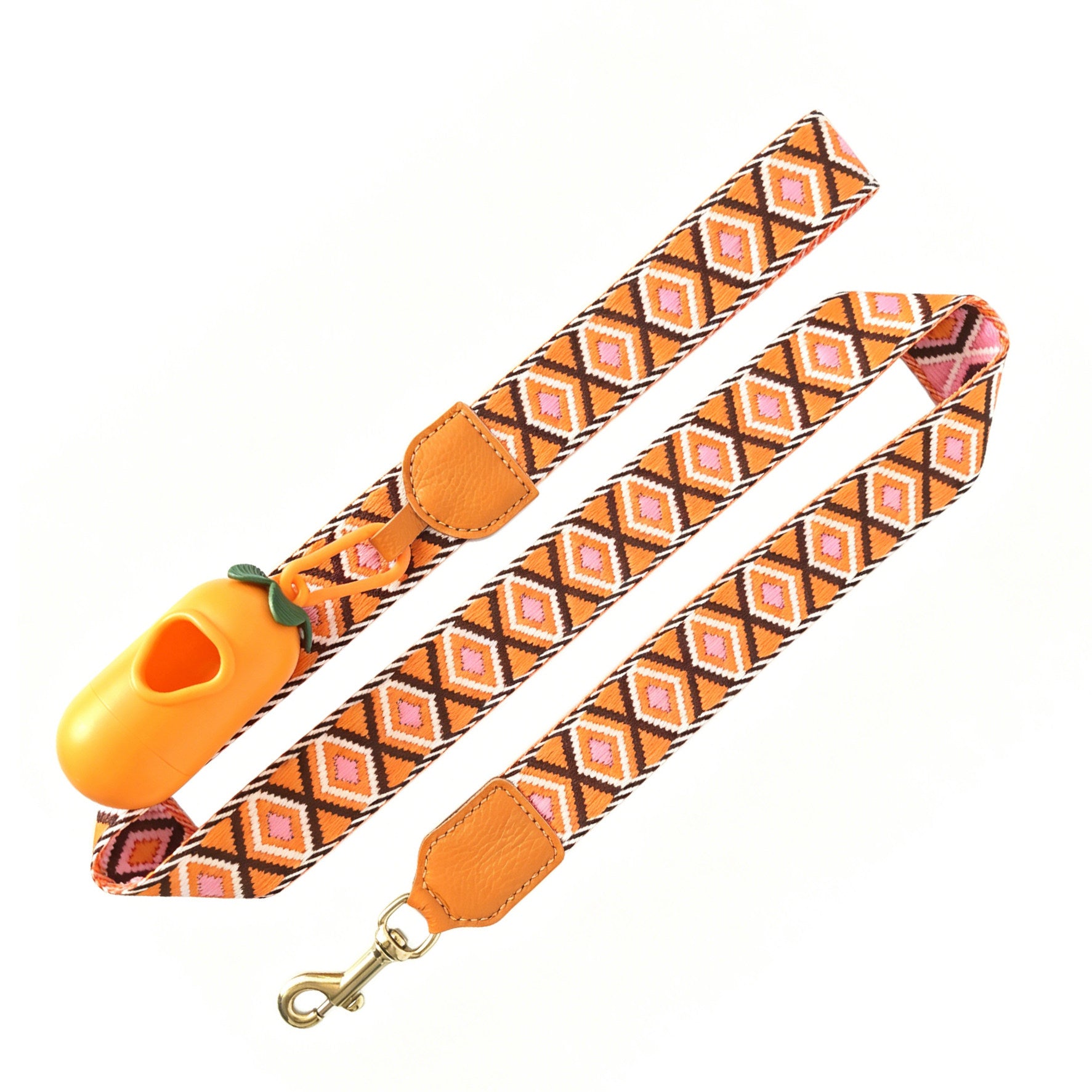 genuine Leather with 3.8cm wide webbing Dog Collar and Leash Geometric Woven Adjustable Pet Collar dog Walking Collar Leash