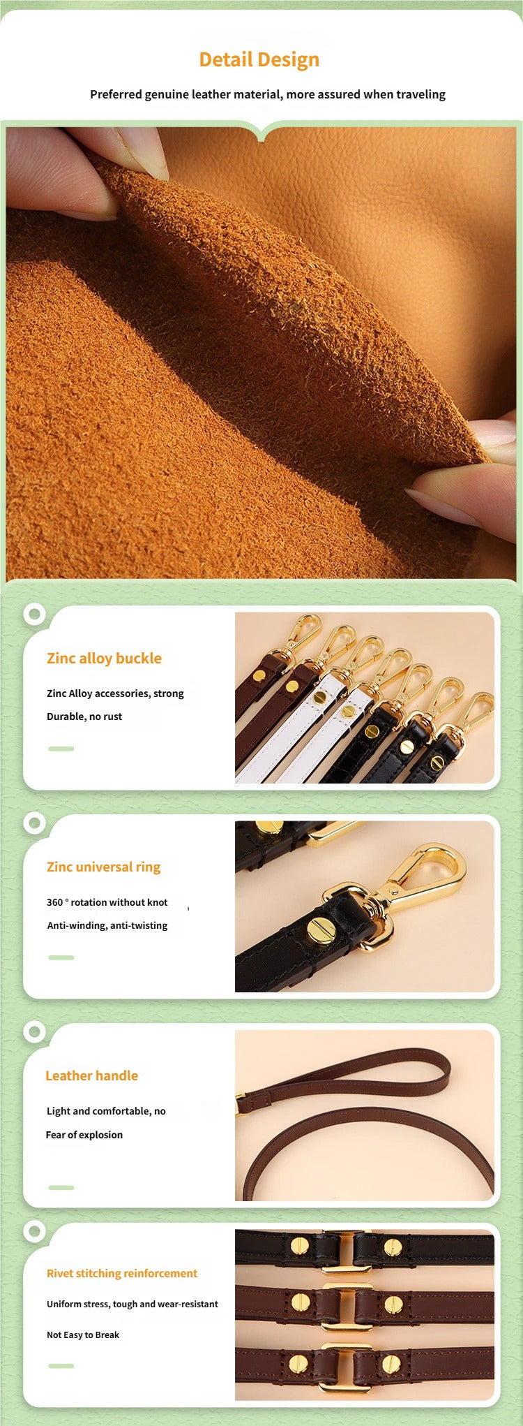 Genuine Leather Dog Leash with Gold Star Studs Luxury Soft Leather Puppy Walking Lead Pet Leash for Small Medium large Dogs