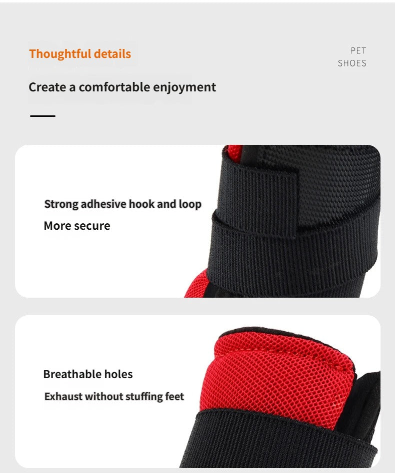Breathable Non-Slip Dog Boots Dog Shoes with Adjustable Straps & Reflective Strip Outdoor Walking Hiking Paw Protectors