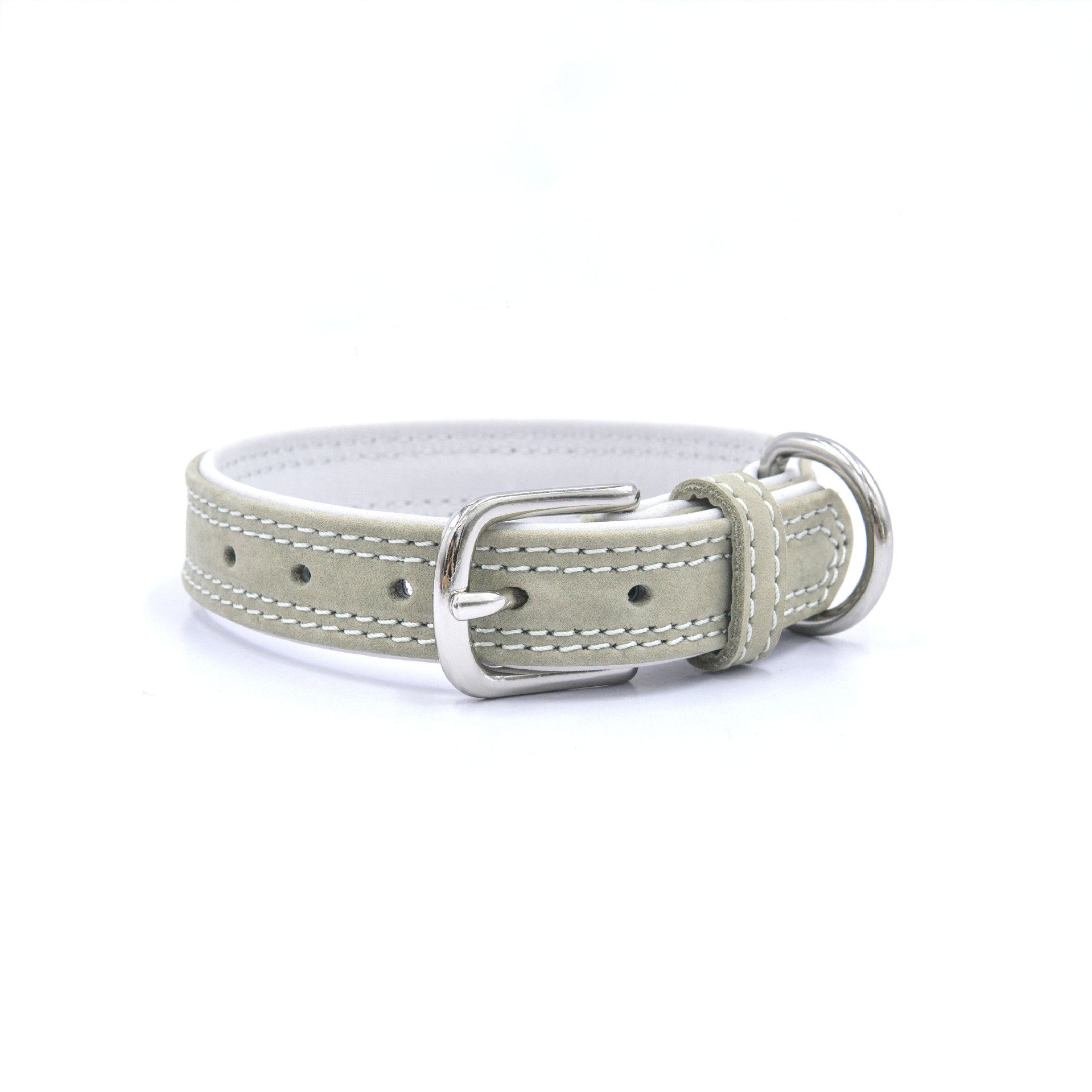 Frosted Genuine Leather Dog Collar and Leash Two-Tone Contrast Design Dog Leash with Dual Hooks dog walking collar and leash